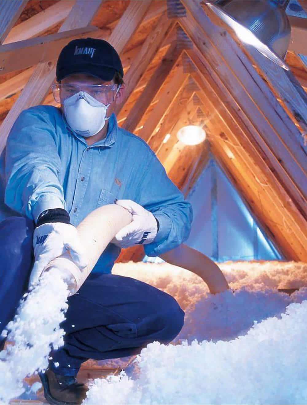 Supafil üveggyapot gépi befújása tetőtérben